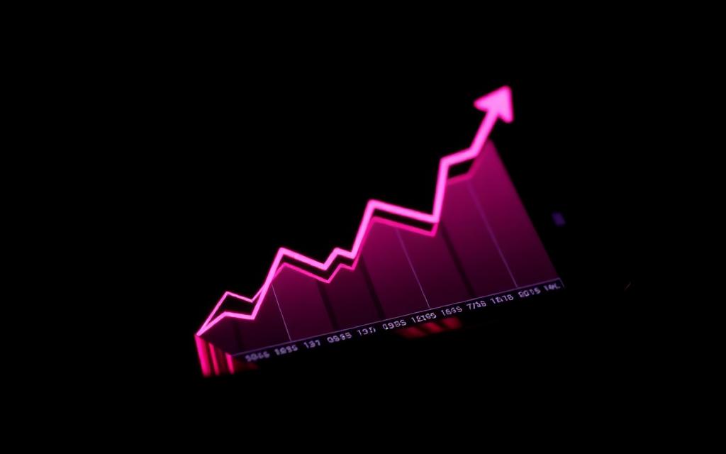 Growth analytics chart rising on a dark screen