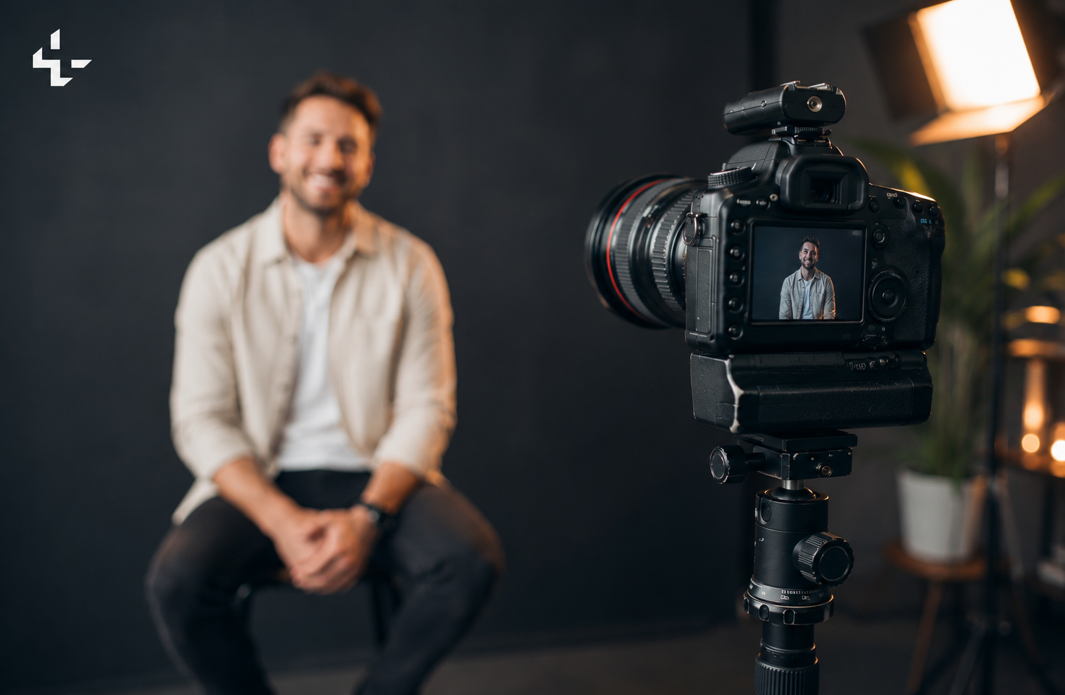 Reviewing footage on a professional camera monitor