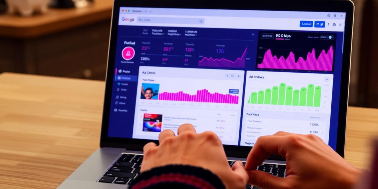 Laptop showing a paid ads performance dashboard